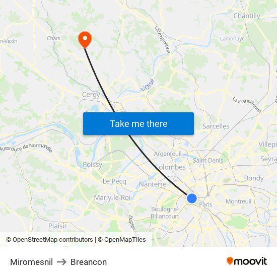 Miromesnil to Breancon map