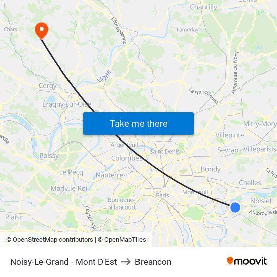 Noisy-Le-Grand - Mont D'Est to Breancon map