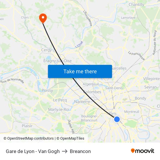 Gare de Lyon - Van Gogh to Breancon map