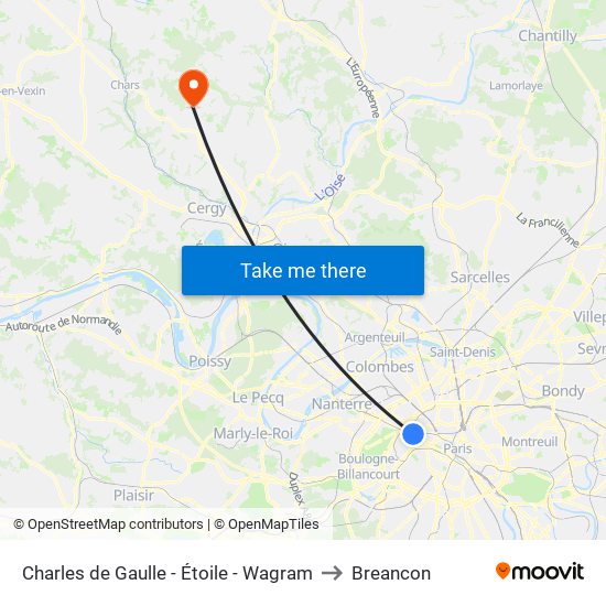 Charles de Gaulle - Étoile - Wagram to Breancon map