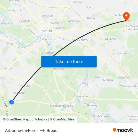 Arbonne-La-Foret to Breau map