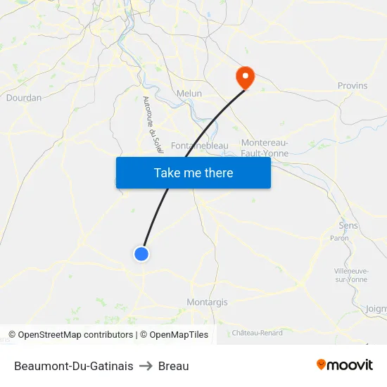 Beaumont-Du-Gatinais to Breau map