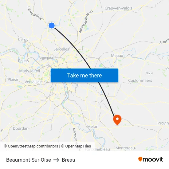 Beaumont-Sur-Oise to Breau map