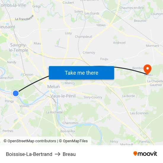 Boissise-La-Bertrand to Breau map