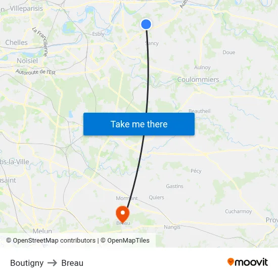 Boutigny to Breau map