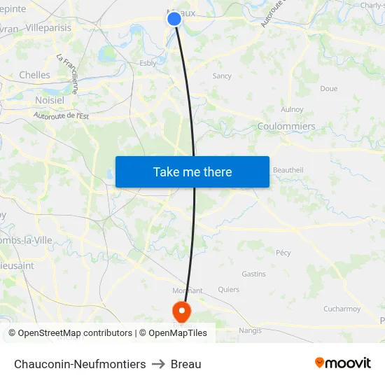 Chauconin-Neufmontiers to Breau map