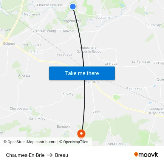 Chaumes-En-Brie to Breau map