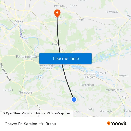 Chevry-En-Sereine to Breau map