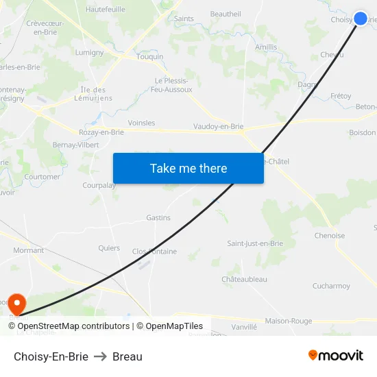 Choisy-En-Brie to Breau map
