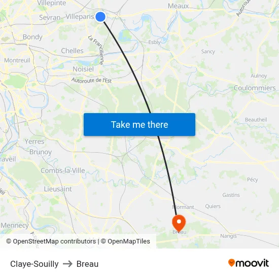 Claye-Souilly to Breau map