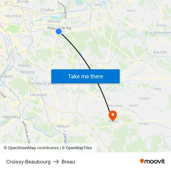 Croissy-Beaubourg to Breau map