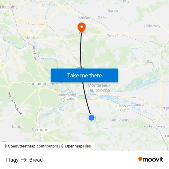 Flagy to Breau map