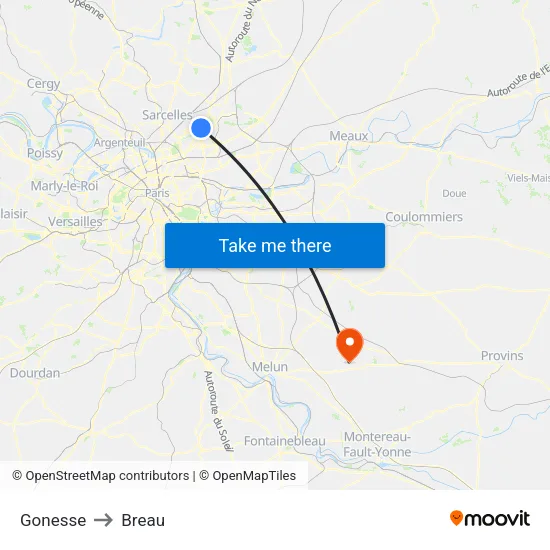 Gonesse to Breau map