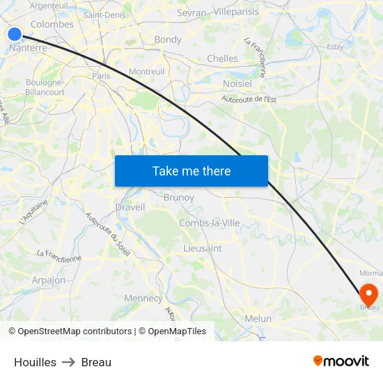 Houilles to Breau map