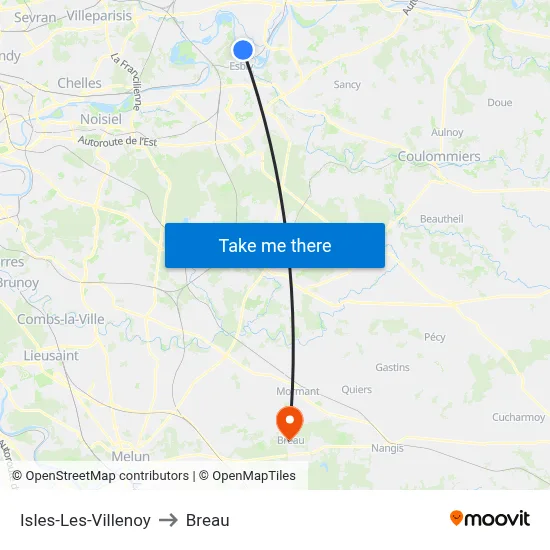 Isles-Les-Villenoy to Breau map