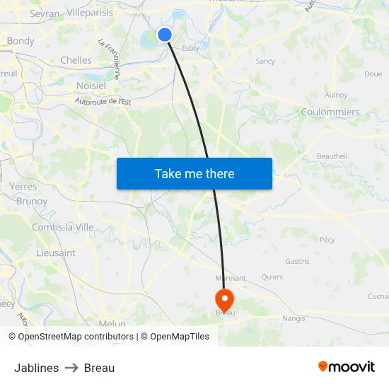 Jablines to Breau map