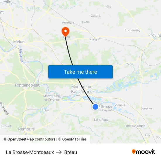 La Brosse-Montceaux to Breau map