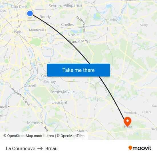 La Courneuve to Breau map