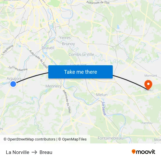 La Norville to Breau map