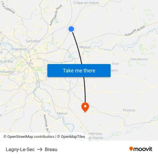 Lagny-Le-Sec to Breau map