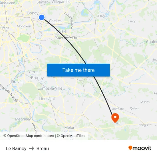 Le Raincy to Breau map