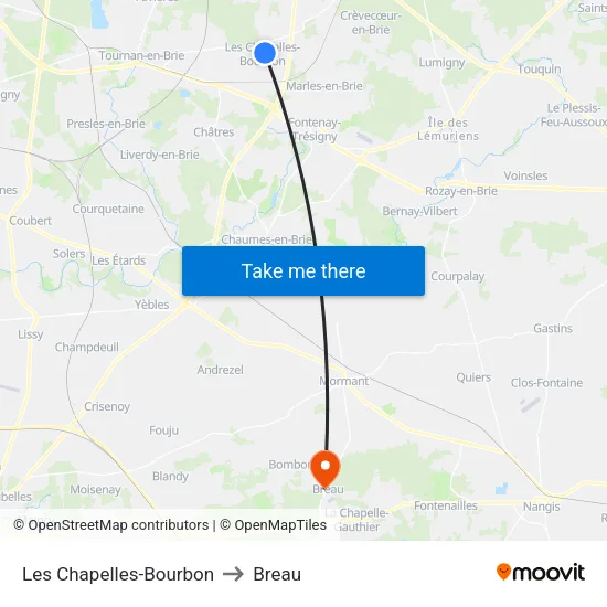 Les Chapelles-Bourbon to Breau map