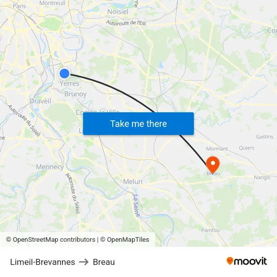 Limeil-Brevannes to Breau map