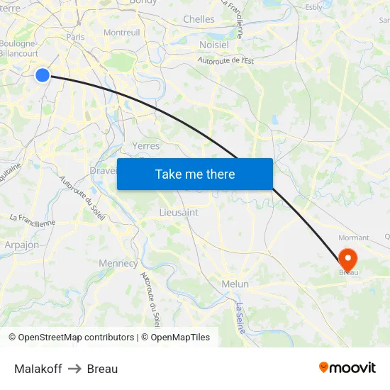 Malakoff to Breau map