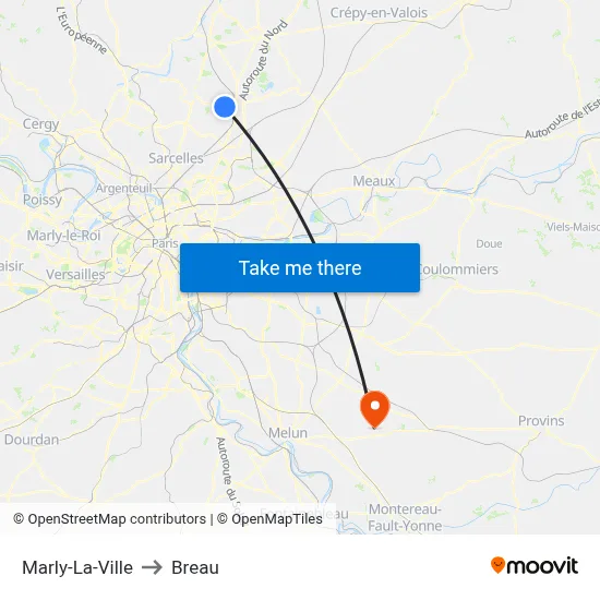 Marly-La-Ville to Breau map