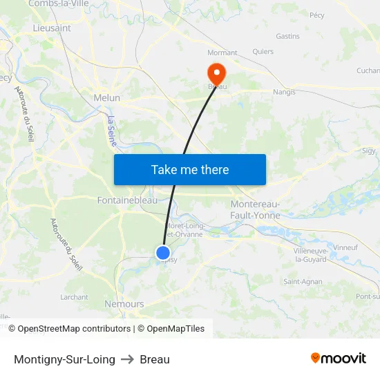 Montigny-Sur-Loing to Breau map