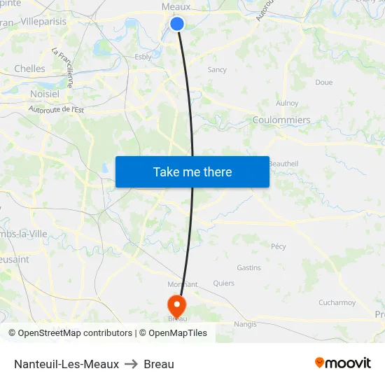 Nanteuil-Les-Meaux to Breau map