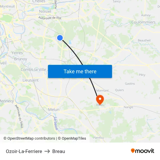 Ozoir-La-Ferriere to Breau map