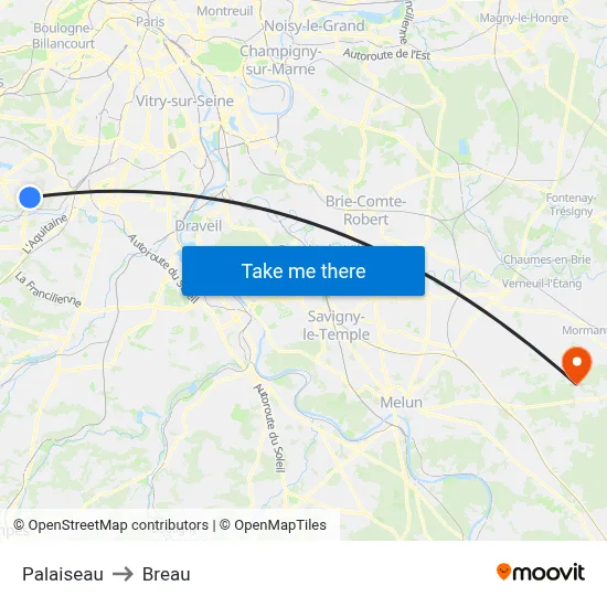 Palaiseau to Breau map