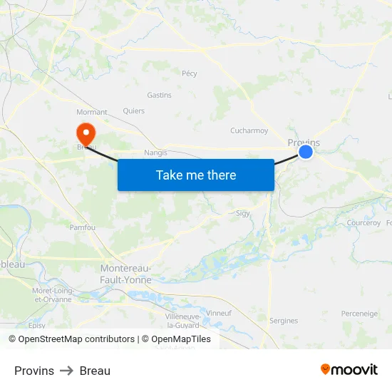 Provins to Breau map