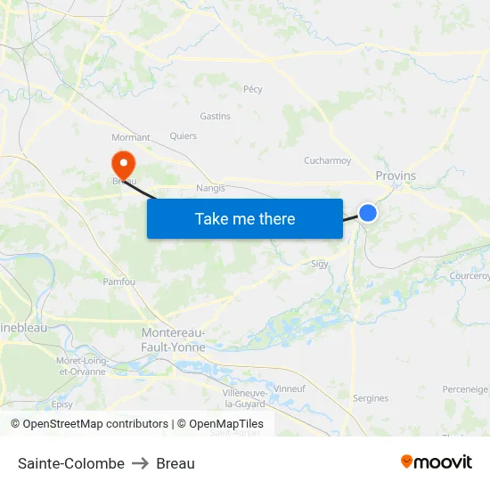 Sainte-Colombe to Breau map
