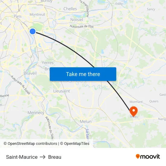 Saint-Maurice to Breau map