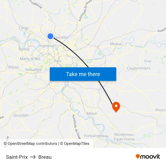 Saint-Prix to Breau map