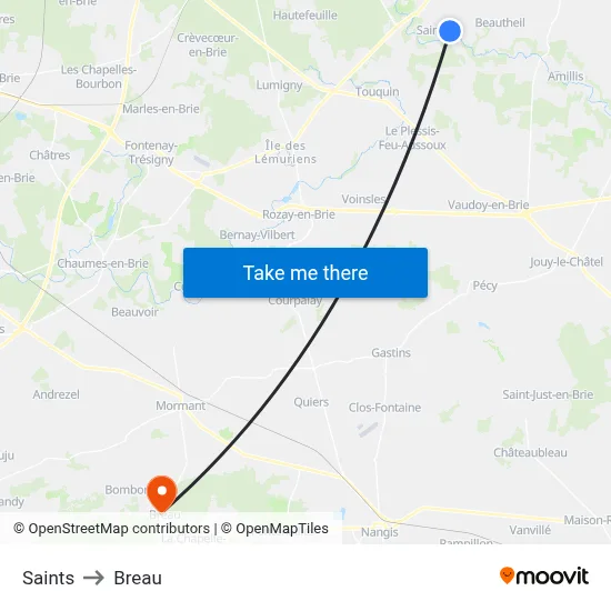 Saints to Breau map