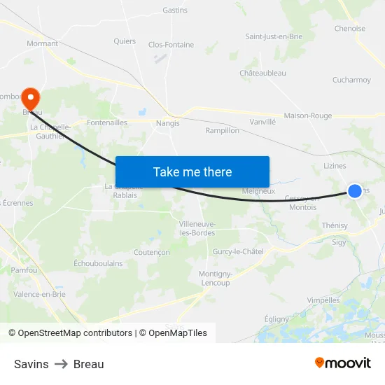 Savins to Breau map