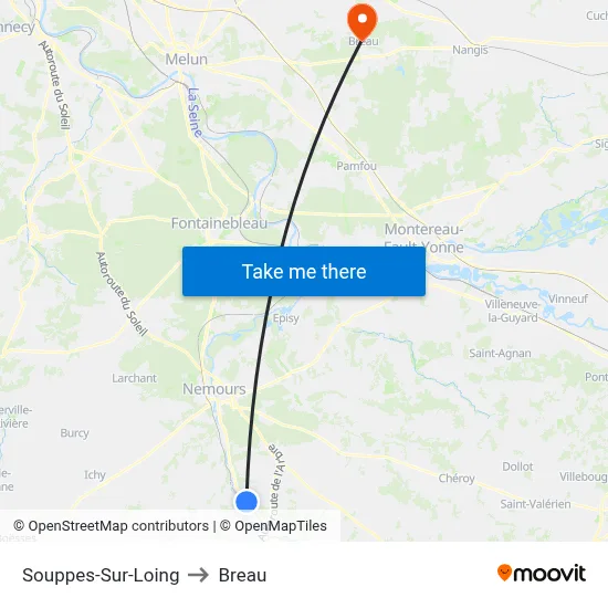 Souppes-Sur-Loing to Breau map