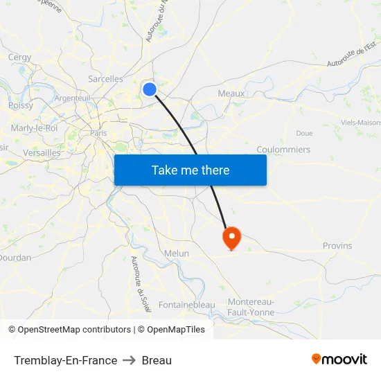 Tremblay-En-France to Breau map