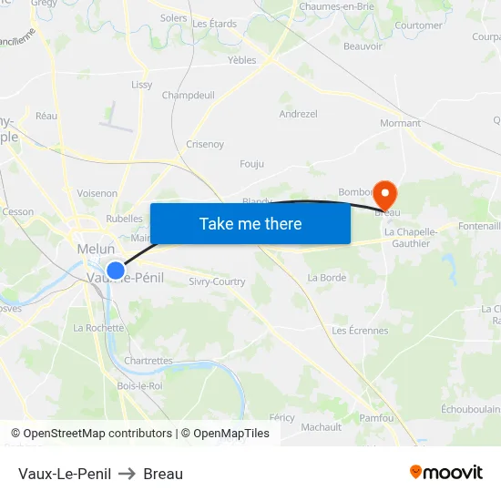 Vaux-Le-Penil to Breau map
