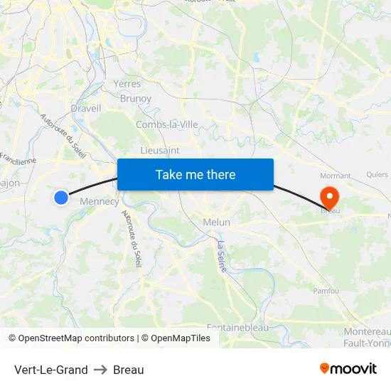 Vert-Le-Grand to Breau map