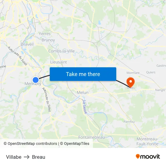 Villabe to Breau map