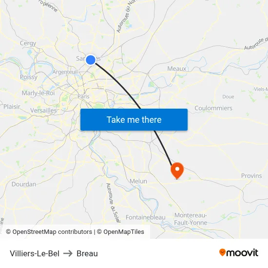 Villiers-Le-Bel to Breau map