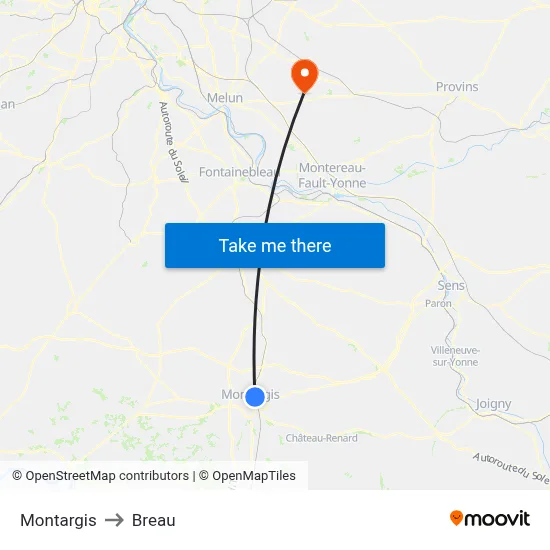Montargis to Breau map
