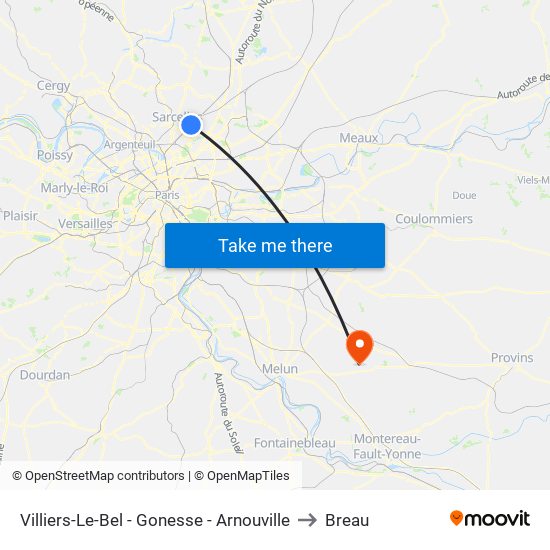 Villiers-Le-Bel - Gonesse - Arnouville to Breau map