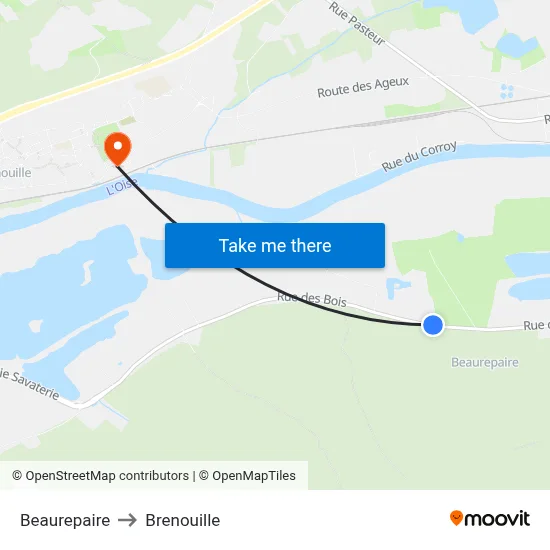 Beaurepaire to Brenouille map