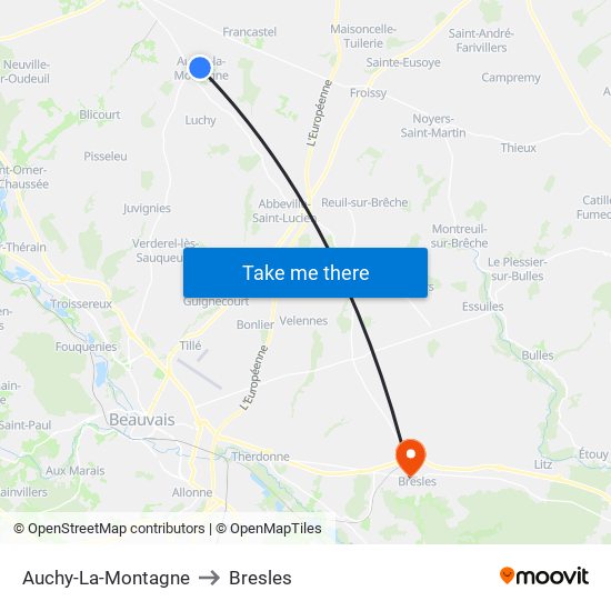 Auchy-La-Montagne to Auchy-La-Montagne map