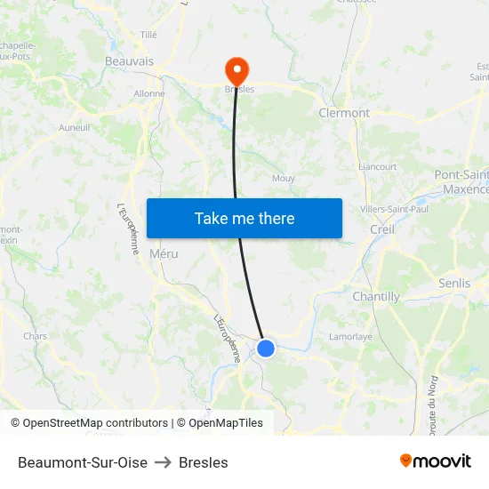 Beaumont-Sur-Oise to Bresles map